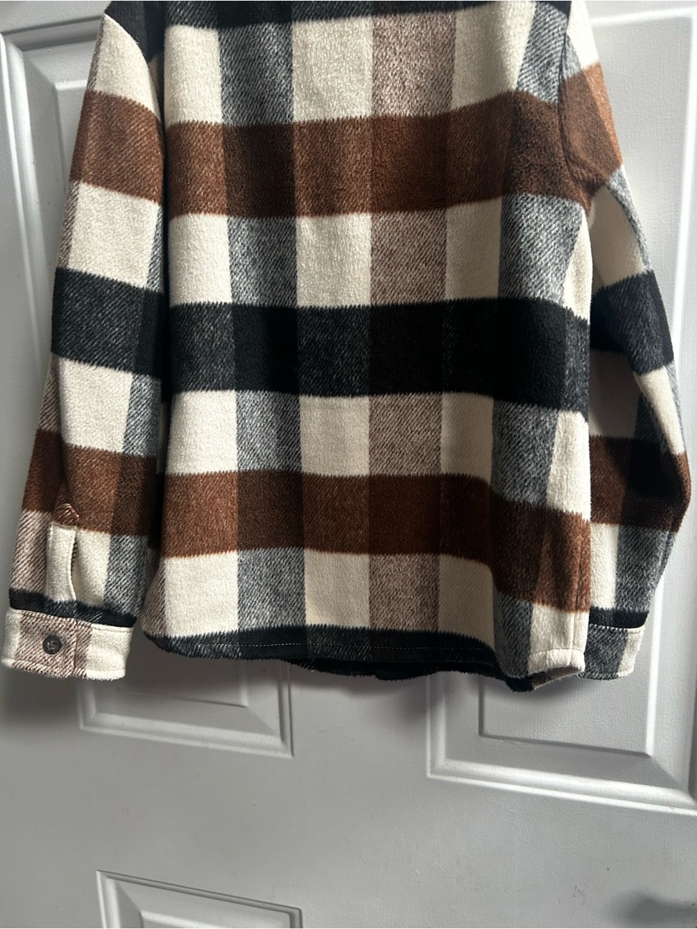Janie and Jack Brown & Cream Plaid Button-Front Shacket Sz 7/8 - Picture 12 of 13